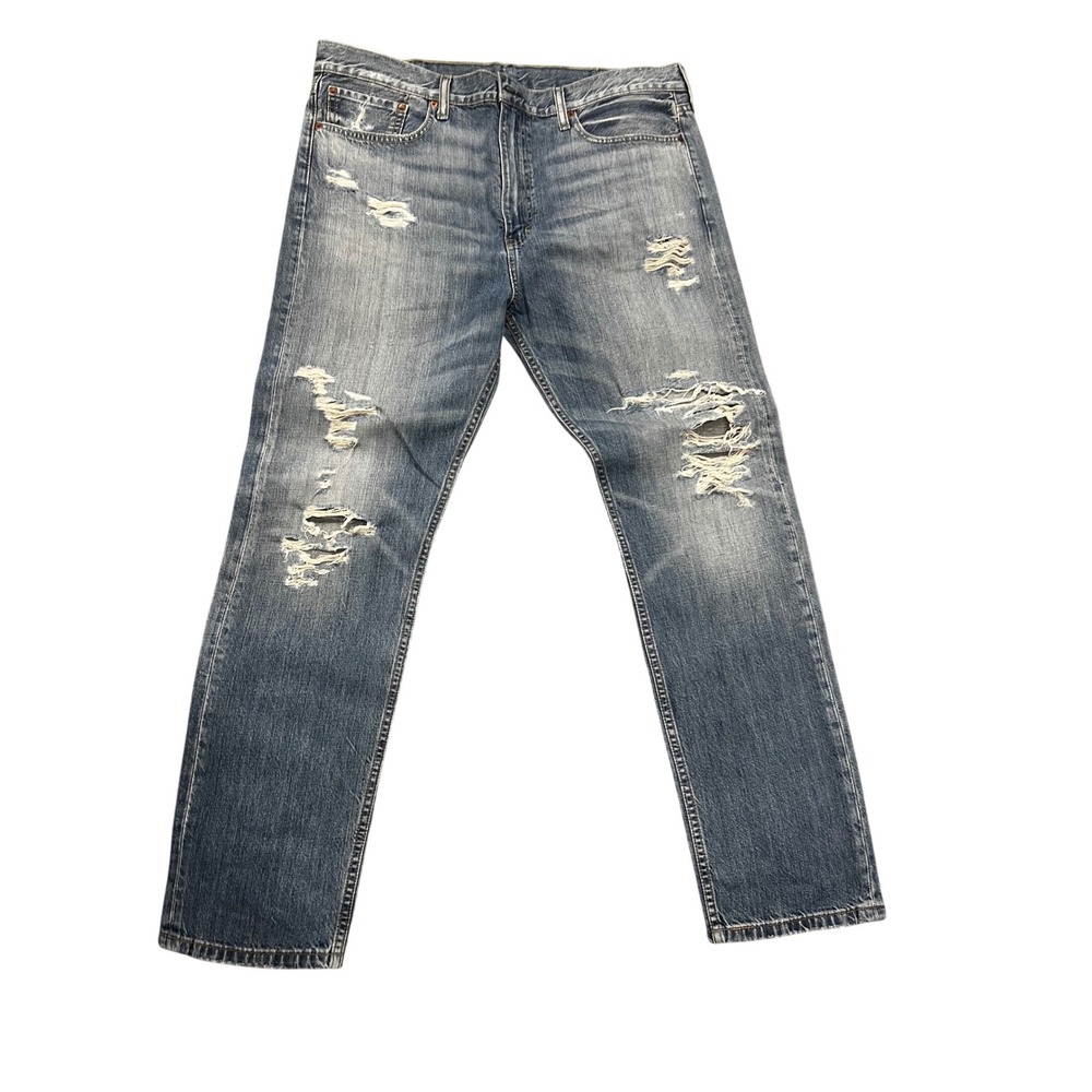 Levis 522 Jeans Mens 38x32 Blue Light Wash Distressed Ripped‎ Denim Vintage 90's